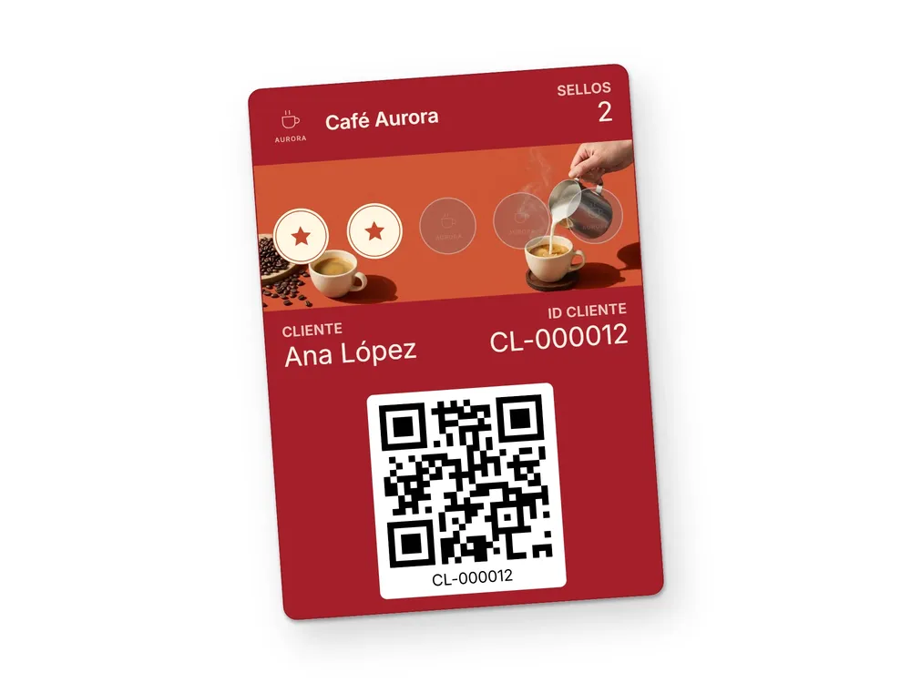 Tarjeta de sellos de Lealta guardada en la Wallet del celular
